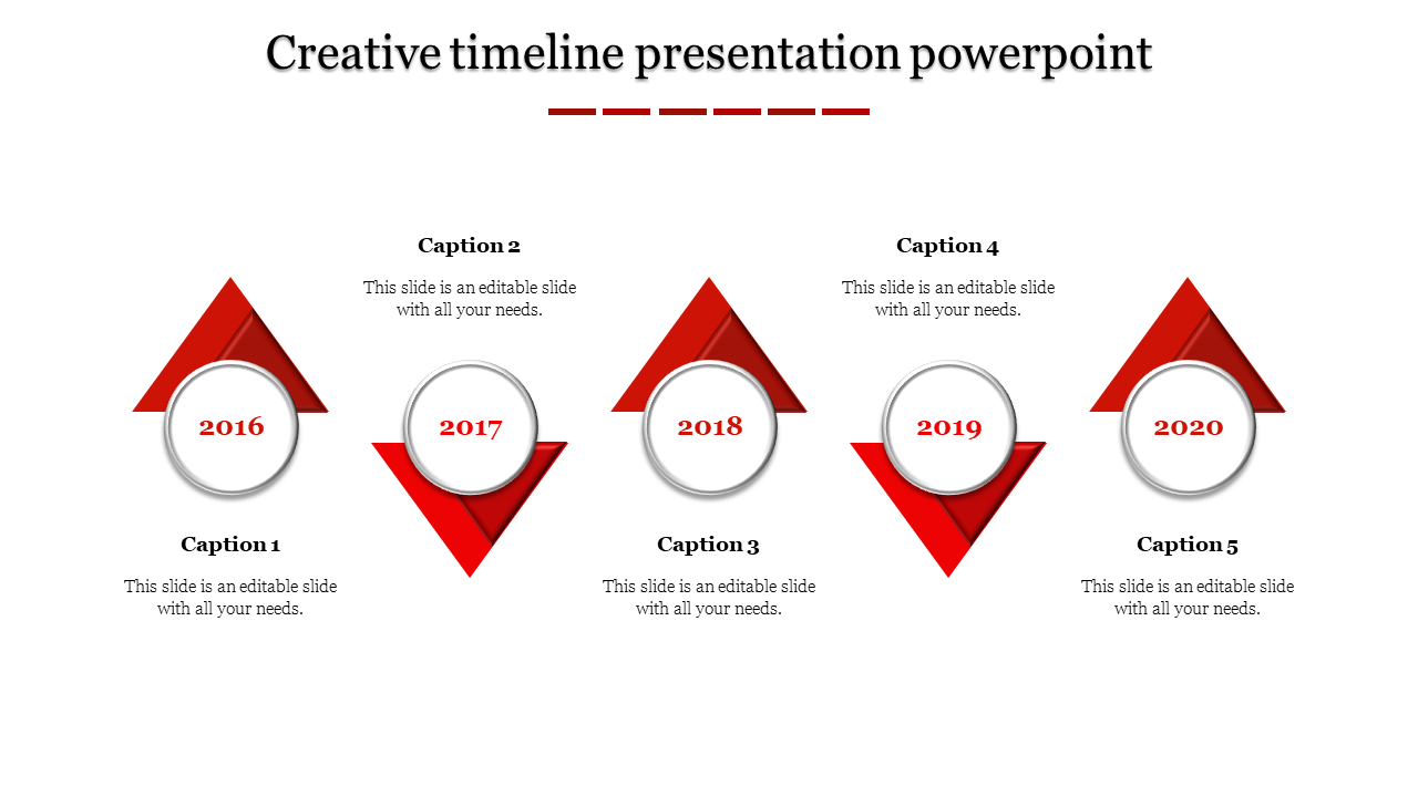 Stunning Timeline PowerPoint Slide Template In Red Color